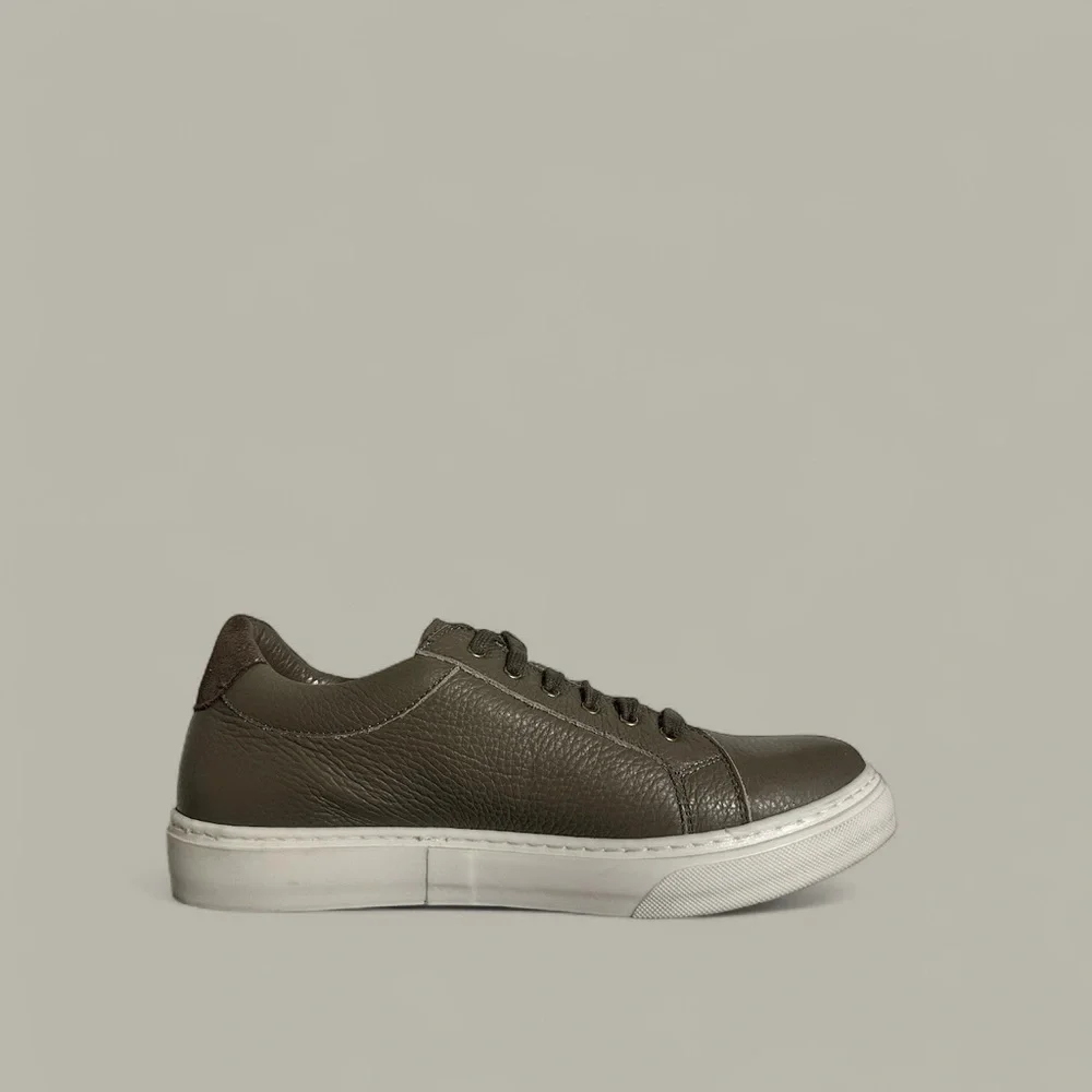 Sarah Flint Grey Grained Leather Almond Toe Perfect Sneaker Women’s 8.5 - Picture 4 of 11